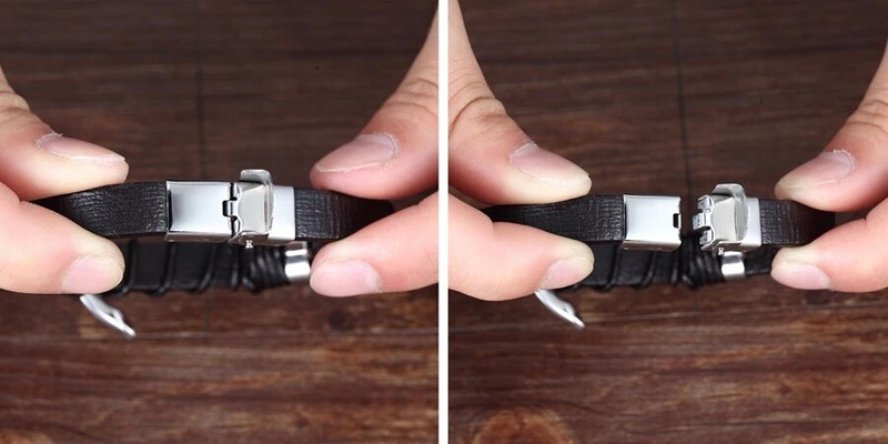 XQNI Νέου Σχεδίου Δερμάτινο Ανδρικό Βραχιόλι από Ανοξείδωτο Ατσάλι Διπλής Σχεδίασης Ειδικό Νούμερο Οκτώ Βραχιόλια Κοσμήματα για Φίλο 19/21/23CM