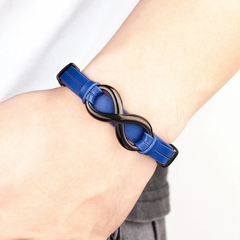 XQNI Νέου Σχεδίου Δερμάτινο Ανδρικό Βραχιόλι από Ανοξείδωτο Ατσάλι Διπλής Σχεδίασης Ειδικό Νούμερο Οκτώ Βραχιόλια Κοσμήματα για Φίλο 19/21/23CM