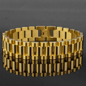 Βραχιόλι από ανοξείδωτο ατσάλι Deluxe Χρυσό Χρώμα Βραχιόλι Ανδρικά Πολυτελή Κοσμήματα 15mm Βραχιόλια Ρολόι Ζώνη Δώρου Αποστολή