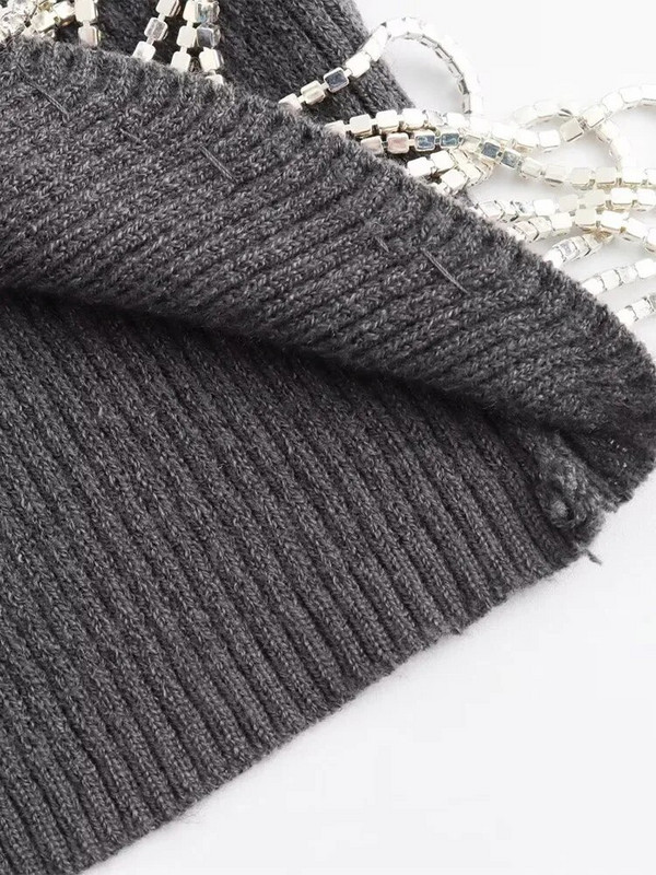 Modes džemperis sievietēm ar V veida kakla izgriezumu ar bārkstīm, seksīgi garām piedurknēm, slaids, ciets sieviešu džemperis, 2023. gada rudens ielu apģērbs.