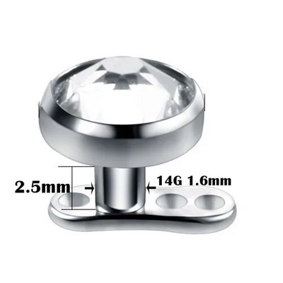 1PC Mikro ādas pīrsings G23 titāna virsmas iekšējais vītnes dārgakmens galiem ādas ādas nirējs paslēpt Labret pīrsingā ķermeņa rotaslietas