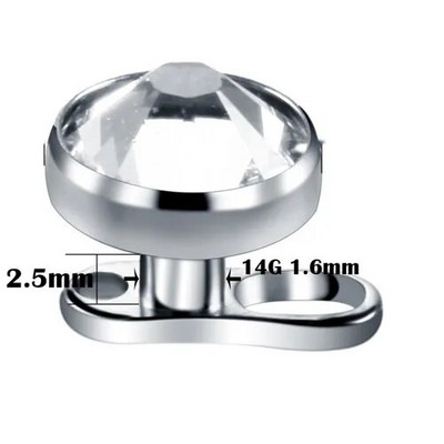 1PC Mikro ādas pīrsings G23 titāna virsmas iekšējais vītnes dārgakmens galiem ādas ādas nirējs paslēpt Labret pīrsingā ķermeņa rotaslietas