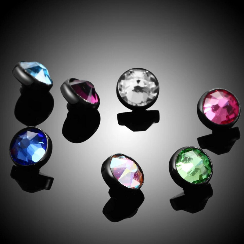 1PC Mikro ādas pīrsings G23 titāna virsmas iekšējais vītnes dārgakmens galiem ādas ādas nirējs paslēpt Labret pīrsingā ķermeņa rotaslietas