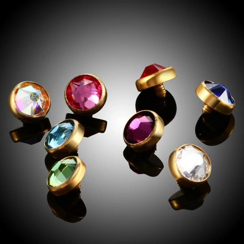 1PC Mikro ādas pīrsings G23 titāna virsmas iekšējais vītnes dārgakmens galiem ādas ādas nirējs paslēpt Labret pīrsingā ķermeņa rotaslietas