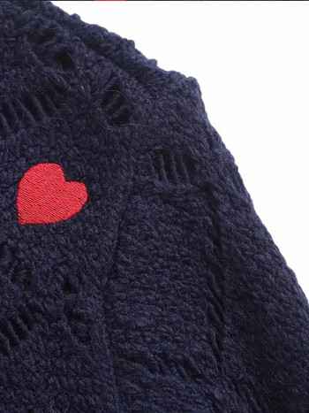 Μόδα γυναικείο πουλόβερ πλέξιμο με λαιμόκοψη O-λαιμόκοψη Γυναικείο πουλόβερ για πλέξιμο High Street Casual Knit Love Female Pullover 2023 Φθινόπωρο Χειμώνας Κομψό ζεστό γυναικείο πουλόβερ