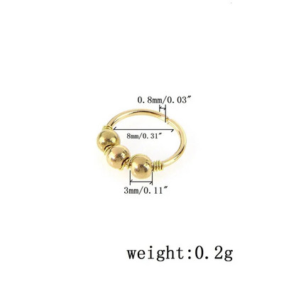 Szexi rózsaarany ezüstözött kerek karika gyöngyök orrgyűrű orrkarika piercing test divat ékszerek 6mm/8mm/10mm