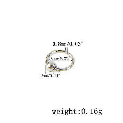 Szexi rózsaarany ezüstözött kerek karika gyöngyök orrgyűrű orrkarika piercing test divat ékszerek 6mm/8mm/10mm