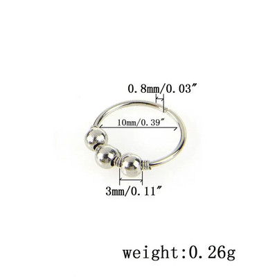 Szexi rózsaarany ezüstözött kerek karika gyöngyök orrgyűrű orrkarika piercing test divat ékszerek 6mm/8mm/10mm