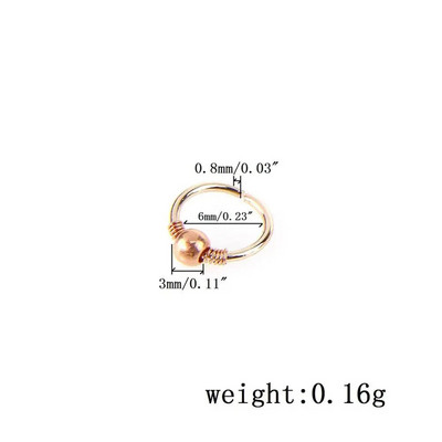 Szexi rózsaarany ezüstözött kerek karika gyöngyök orrgyűrű orrkarika piercing test divat ékszerek 6mm/8mm/10mm