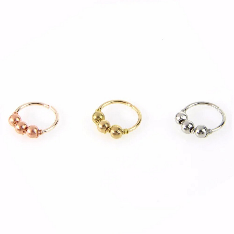 Szexi rózsaarany ezüstözött kerek karika gyöngyök orrgyűrű orrkarika piercing test divat ékszerek 6mm/8mm/10mm