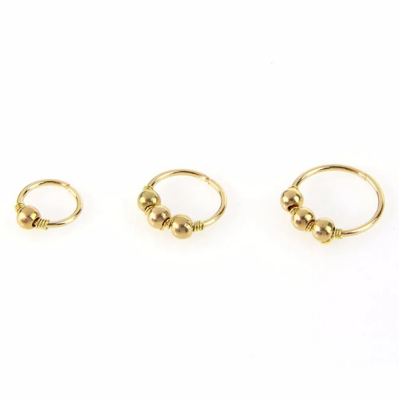 Szexi rózsaarany ezüstözött kerek karika gyöngyök orrgyűrű orrkarika piercing test divat ékszerek 6mm/8mm/10mm