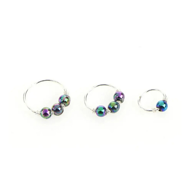 Szexi rózsaarany ezüstözött kerek karika gyöngyök orrgyűrű orrkarika piercing test divat ékszerek 6mm/8mm/10mm