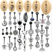 1 gab. Melns nabas gredzens Ķirurģiskā tērauda sirds, zieds, naba, pīrsings, čūska, naba, rotaslietas sievietēm, pīrsings, ombligo