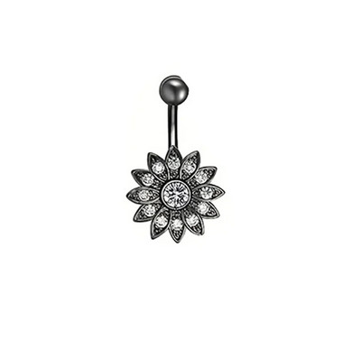 1 gab. Melns nabas gredzens Ķirurģiskā tērauda sirds, zieds, naba, pīrsings, čūska, naba, rotaslietas sievietēm, pīrsings, ombligo