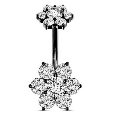 1 gab. Melns nabas gredzens Ķirurģiskā tērauda sirds, zieds, naba, pīrsings, čūska, naba, rotaslietas sievietēm, pīrsings, ombligo