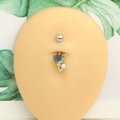 1 gab. Melns nabas gredzens Ķirurģiskā tērauda sirds, zieds, naba, pīrsings, čūska, naba, rotaslietas sievietēm, pīrsings, ombligo