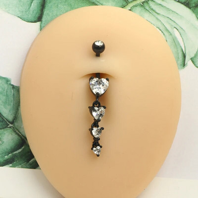 1 gab. Melns nabas gredzens Ķirurģiskā tērauda sirds, zieds, naba, pīrsings, čūska, naba, rotaslietas sievietēm, pīrsings, ombligo