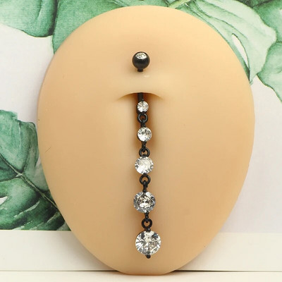 1 gab. Melns nabas gredzens Ķirurģiskā tērauda sirds, zieds, naba, pīrsings, čūska, naba, rotaslietas sievietēm, pīrsings, ombligo