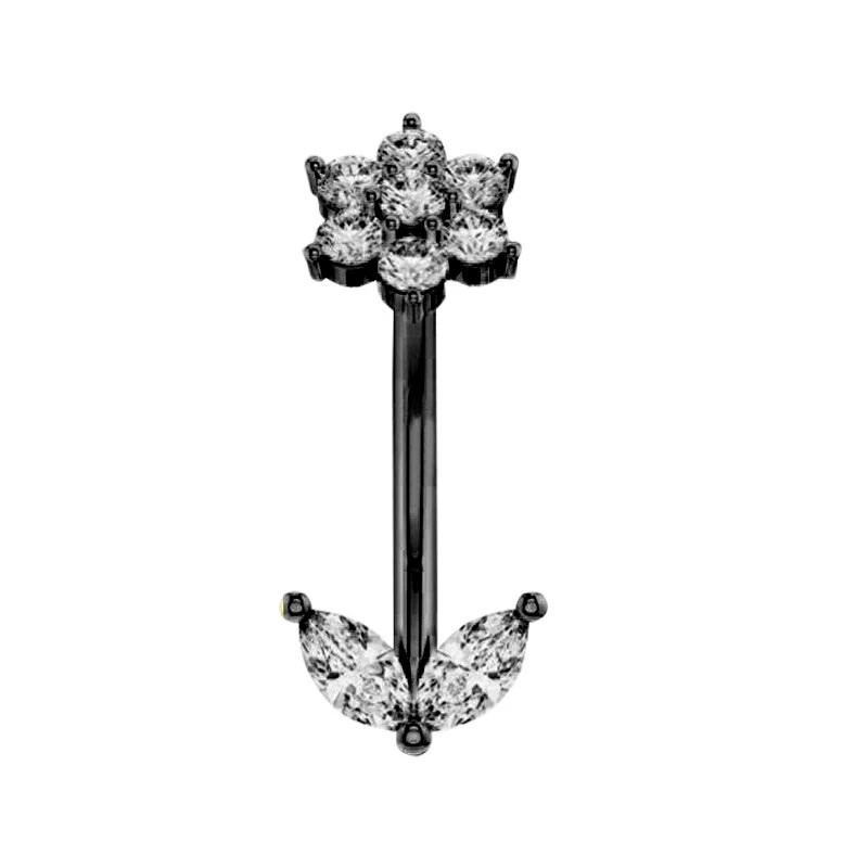 1 gab. Melns nabas gredzens Ķirurģiskā tērauda sirds, zieds, naba, pīrsings, čūska, naba, rotaslietas sievietēm, pīrsings, ombligo