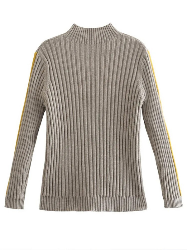 Divatos paneles, függőleges csíkos női pulóver Elegáns, vékony, teljes ujjú női pulóver, 2023-as őszi, téli, vastag női pulóver