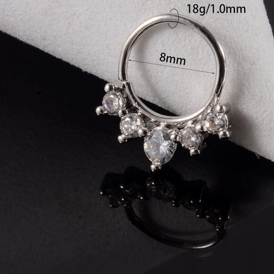 1 gab Cz deguna stīpa nāsis saliekams gredzens auss spirāle skrimslis Tragus auskars Cz skrimslis Huggie auskars pīrsings ķermeņa rotaslietas 18g