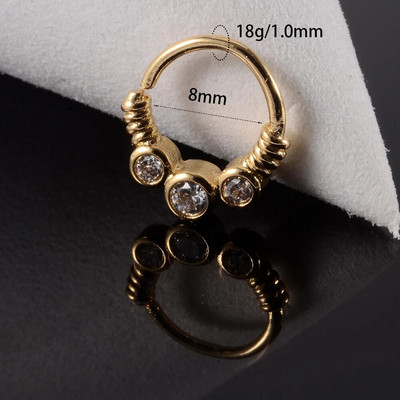 1 gab Cz deguna stīpa nāsis saliekams gredzens auss spirāle skrimslis Tragus auskars Cz skrimslis Huggie auskars pīrsings ķermeņa rotaslietas 18g