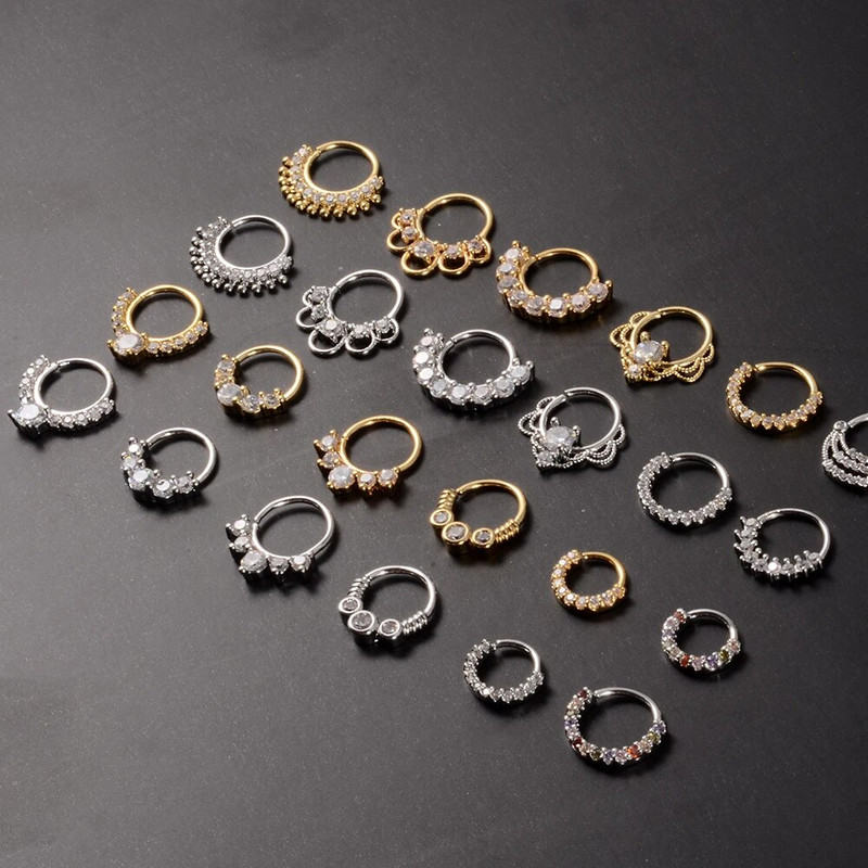 1 gab Cz deguna stīpa nāsis saliekams gredzens auss spirāle skrimslis Tragus auskars Cz skrimslis Huggie auskars pīrsings ķermeņa rotaslietas 18g