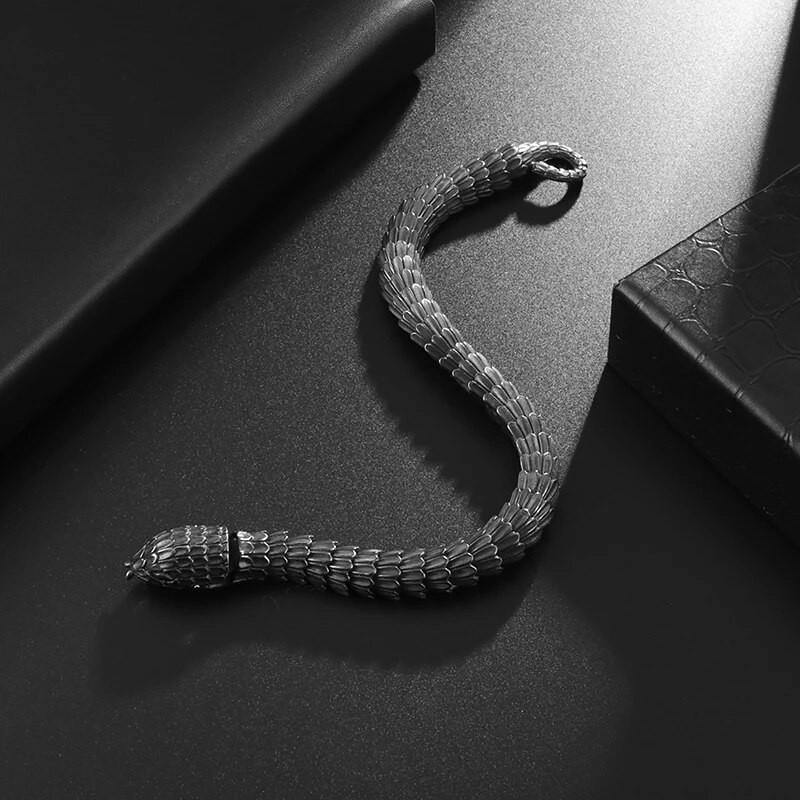 Augstas kvalitātes karstā izpārdošana vīriešu rokassprādzes radoša dizaina pūķa čūskas skalas rokassprādze Moderna melna čūskas kaula ķēde rokassprādze rotaslietas