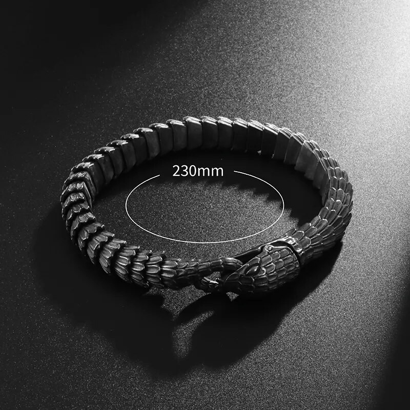 Augstas kvalitātes karstā izpārdošana vīriešu rokassprādzes radoša dizaina pūķa čūskas skalas rokassprādze Moderna melna čūskas kaula ķēde rokassprādze rotaslietas