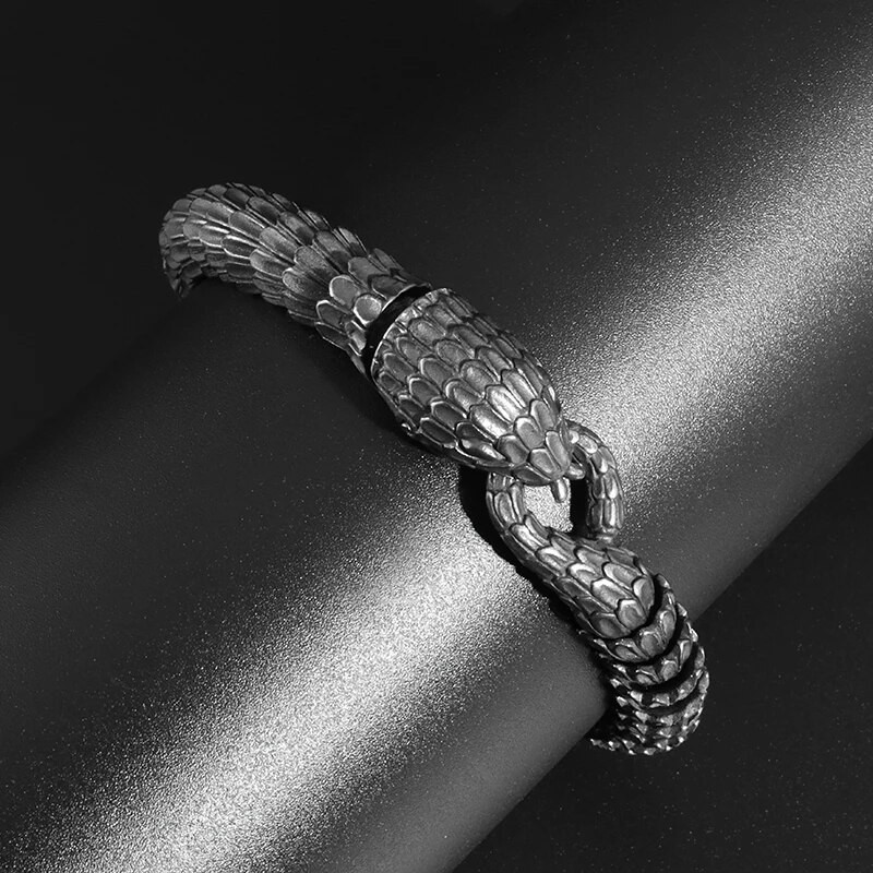 Augstas kvalitātes karstā izpārdošana vīriešu rokassprādzes radoša dizaina pūķa čūskas skalas rokassprādze Moderna melna čūskas kaula ķēde rokassprādze rotaslietas