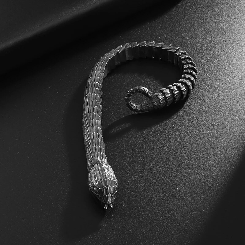 Augstas kvalitātes karstā izpārdošana vīriešu rokassprādzes radoša dizaina pūķa čūskas skalas rokassprādze Moderna melna čūskas kaula ķēde rokassprādze rotaslietas