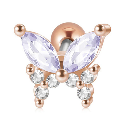 1db rozsdamentes acél kis pillangós Tragus fülbevaló nőknek akril szivárványos csavaros piercing súlyzó piercing ékszer