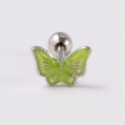 1db rozsdamentes acél kis pillangós Tragus fülbevaló nőknek akril szivárványos csavaros piercing súlyzó piercing ékszer