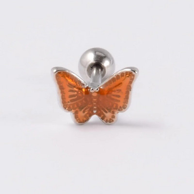 1db rozsdamentes acél kis pillangós Tragus fülbevaló nőknek akril szivárványos csavaros piercing súlyzó piercing ékszer