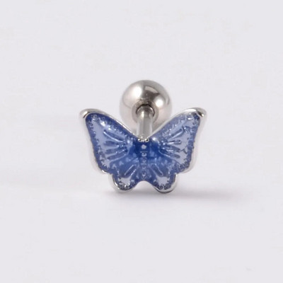 1db rozsdamentes acél kis pillangós Tragus fülbevaló nőknek akril szivárványos csavaros piercing súlyzó piercing ékszer