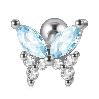 1db rozsdamentes acél kis pillangós Tragus fülbevaló nőknek akril szivárványos csavaros piercing súlyzó piercing ékszer