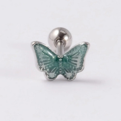 1db rozsdamentes acél kis pillangós Tragus fülbevaló nőknek akril szivárványos csavaros piercing súlyzó piercing ékszer