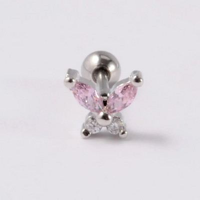 1db rozsdamentes acél kis pillangós Tragus fülbevaló nőknek akril szivárványos csavaros piercing súlyzó piercing ékszer