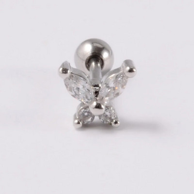 1db rozsdamentes acél kis pillangós Tragus fülbevaló nőknek akril szivárványos csavaros piercing súlyzó piercing ékszer