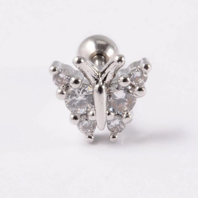 1db rozsdamentes acél kis pillangós Tragus fülbevaló nőknek akril szivárványos csavaros piercing súlyzó piercing ékszer