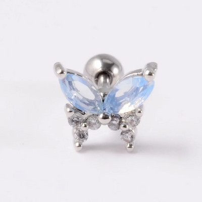 1db rozsdamentes acél kis pillangós Tragus fülbevaló nőknek akril szivárványos csavaros piercing súlyzó piercing ékszer