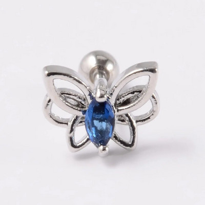 1db rozsdamentes acél kis pillangós Tragus fülbevaló nőknek akril szivárványos csavaros piercing súlyzó piercing ékszer