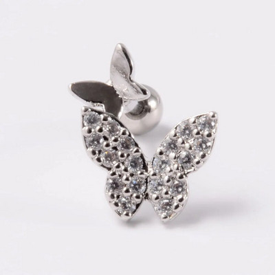 1db rozsdamentes acél kis pillangós Tragus fülbevaló nőknek akril szivárványos csavaros piercing súlyzó piercing ékszer