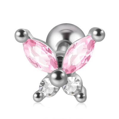 1db rozsdamentes acél kis pillangós Tragus fülbevaló nőknek akril szivárványos csavaros piercing súlyzó piercing ékszer