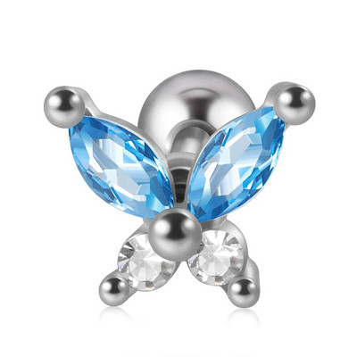 1db rozsdamentes acél kis pillangós Tragus fülbevaló nőknek akril szivárványos csavaros piercing súlyzó piercing ékszer