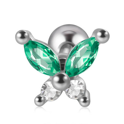 1db rozsdamentes acél kis pillangós Tragus fülbevaló nőknek akril szivárványos csavaros piercing súlyzó piercing ékszer