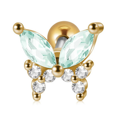 1db rozsdamentes acél kis pillangós Tragus fülbevaló nőknek akril szivárványos csavaros piercing súlyzó piercing ékszer