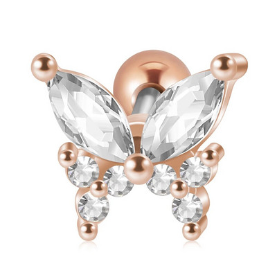 1db rozsdamentes acél kis pillangós Tragus fülbevaló nőknek akril szivárványos csavaros piercing súlyzó piercing ékszer