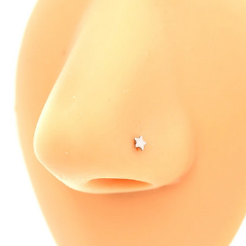 1PC Нов дизайн 20G звезда от неръждаема стомана Цвете Малки шипове за нос 0,8 mm L-образна носова костна шпилка за жени Бижута за пиърсинг на носа