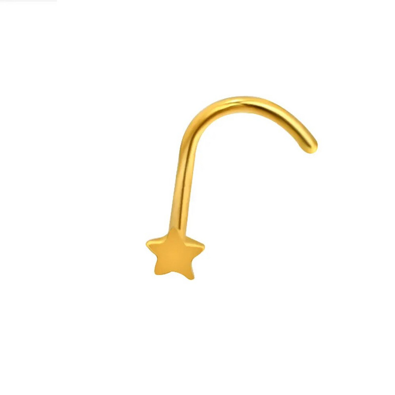1Gb Jauns dizains 20G nerūsējošā tērauda ziedu zvaigzne mazas deguna kniedes 0,8mm L formas deguna kaula kniedes sievietēm deguna pīrsingu rotaslietas
